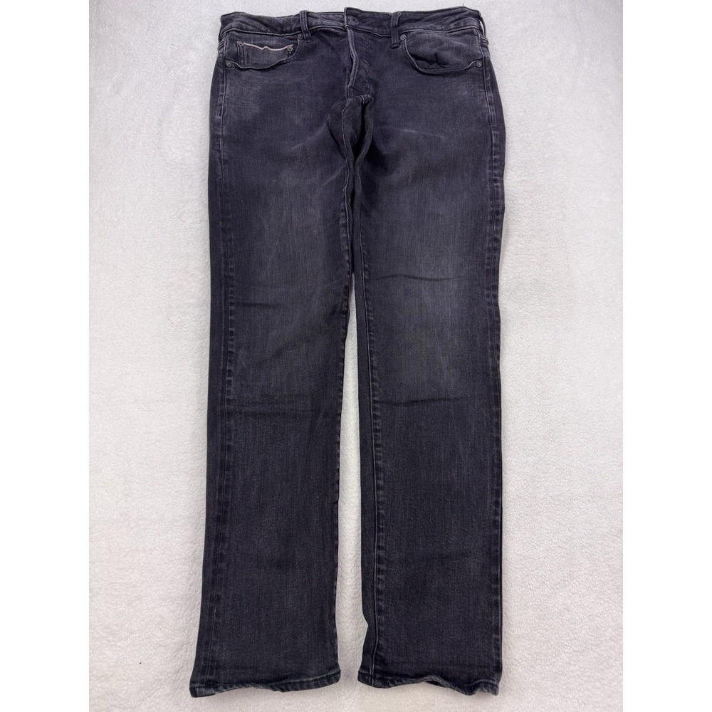 American Eagle Selvedge Jeans Men 36x32 Black Slim Straight Flex Denim